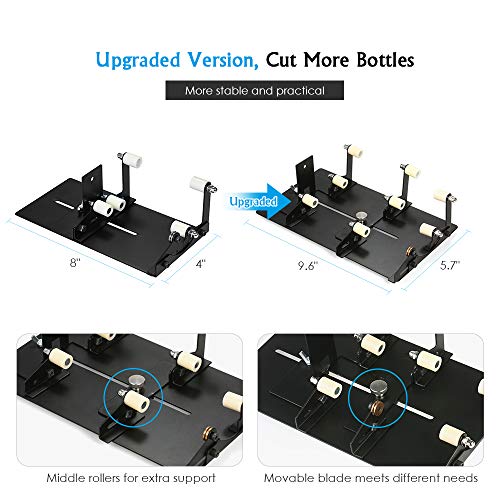 Decdeal Glass Bottle Cutter, Square & Round Bottle Cutting Machine Bottle Cutting Tool Kit for Cutting Wine Beer Liquor Whiskey Alcohol Champagne, with Gloves Fixing Rubber Ring Sanding Paper - Thumbnail 7
