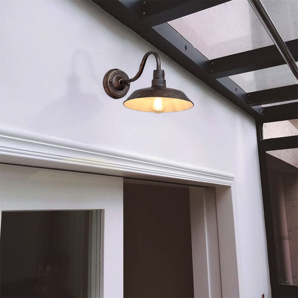 Applique Da Esterno Retrò Impermeabile IP54 Per Portico Vintage Con Montaggio A Parete Lampade Per Esterni A Collo D'oca Da 9,8"