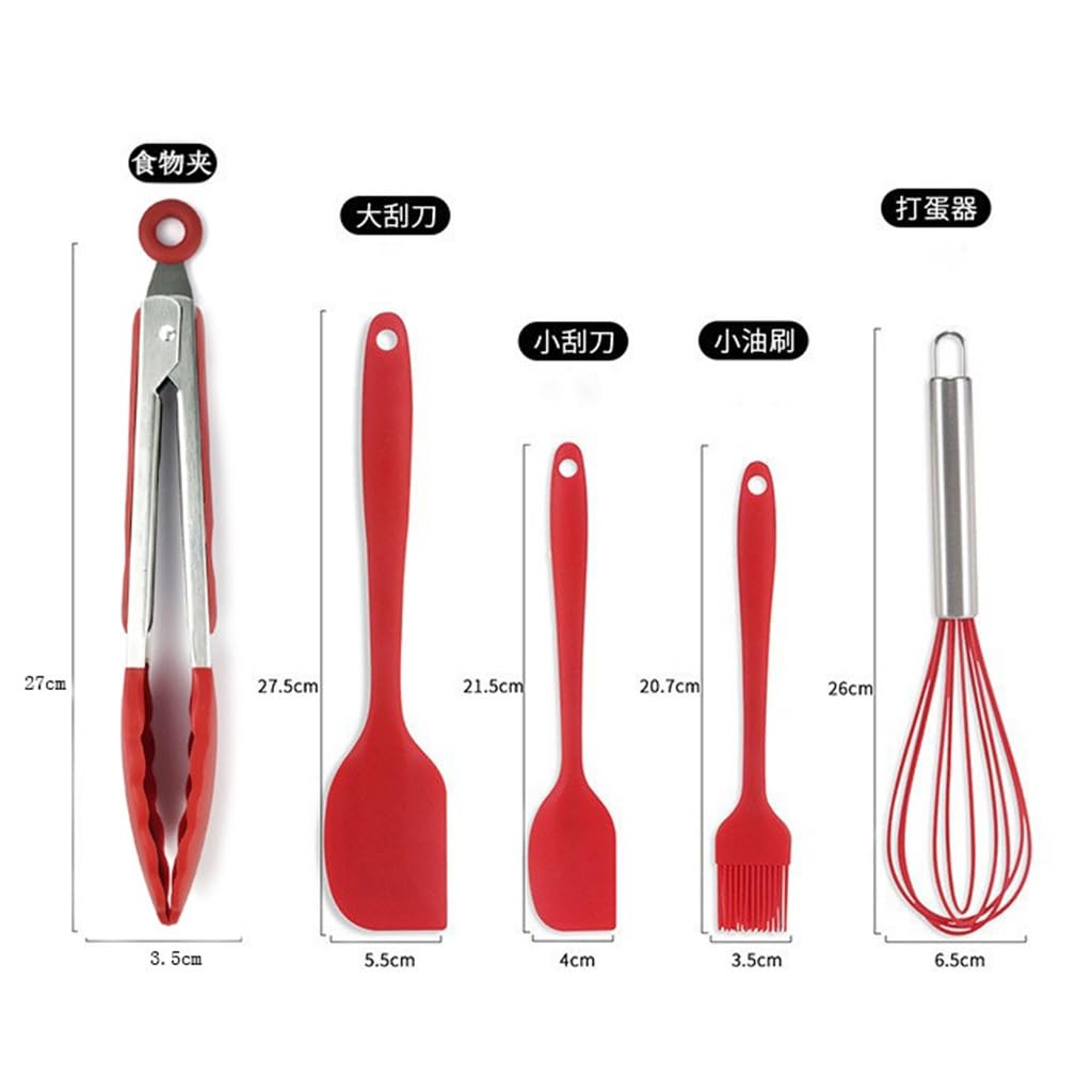 Ensemble De Spatules Résistantes Aux Hautes Températures, Outils De Cuisson, Cinq Pièces, Clip Alimentaire, Brosse À Huile, Fouet, Ustensiles De Cuisine