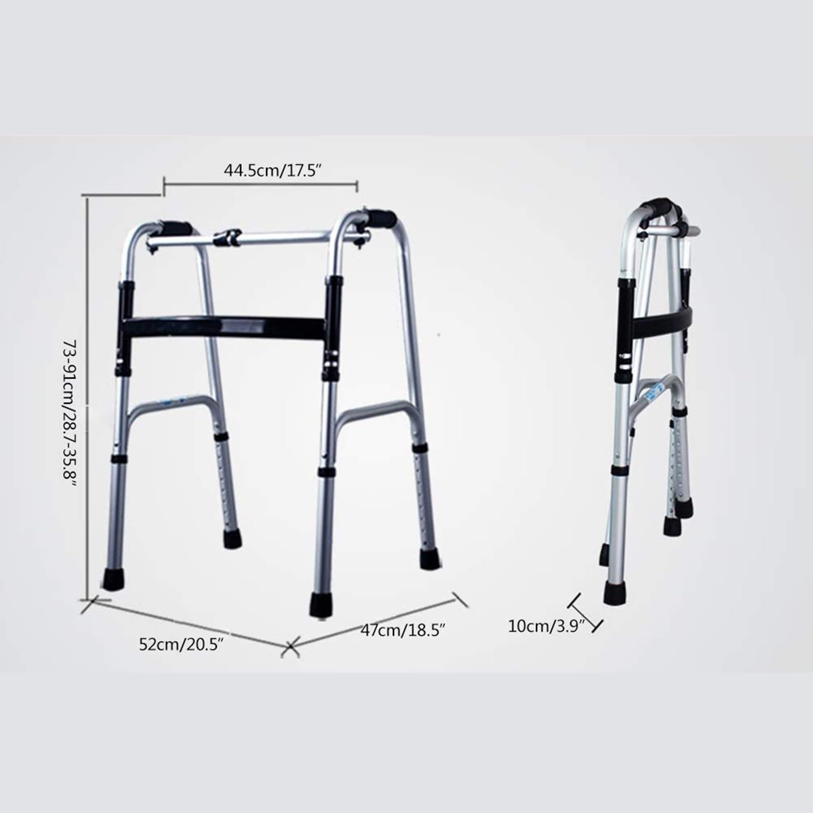 Andador ligero para personas mayores, andador plegable con asiento, altura ajustable, frenos, ayuda de movilidad para uso en interiores y exteriores