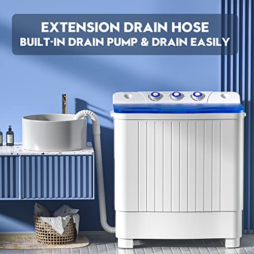 Vcj Portable Washing Machine, Twin Tub Washing Machine Laundry Compact Washer Spinner Combo With 20Lbs Capacity, 12Lbs Washer And 8Lbs Spinner Dryer For Apartments Rvs And Dorms #TOP3