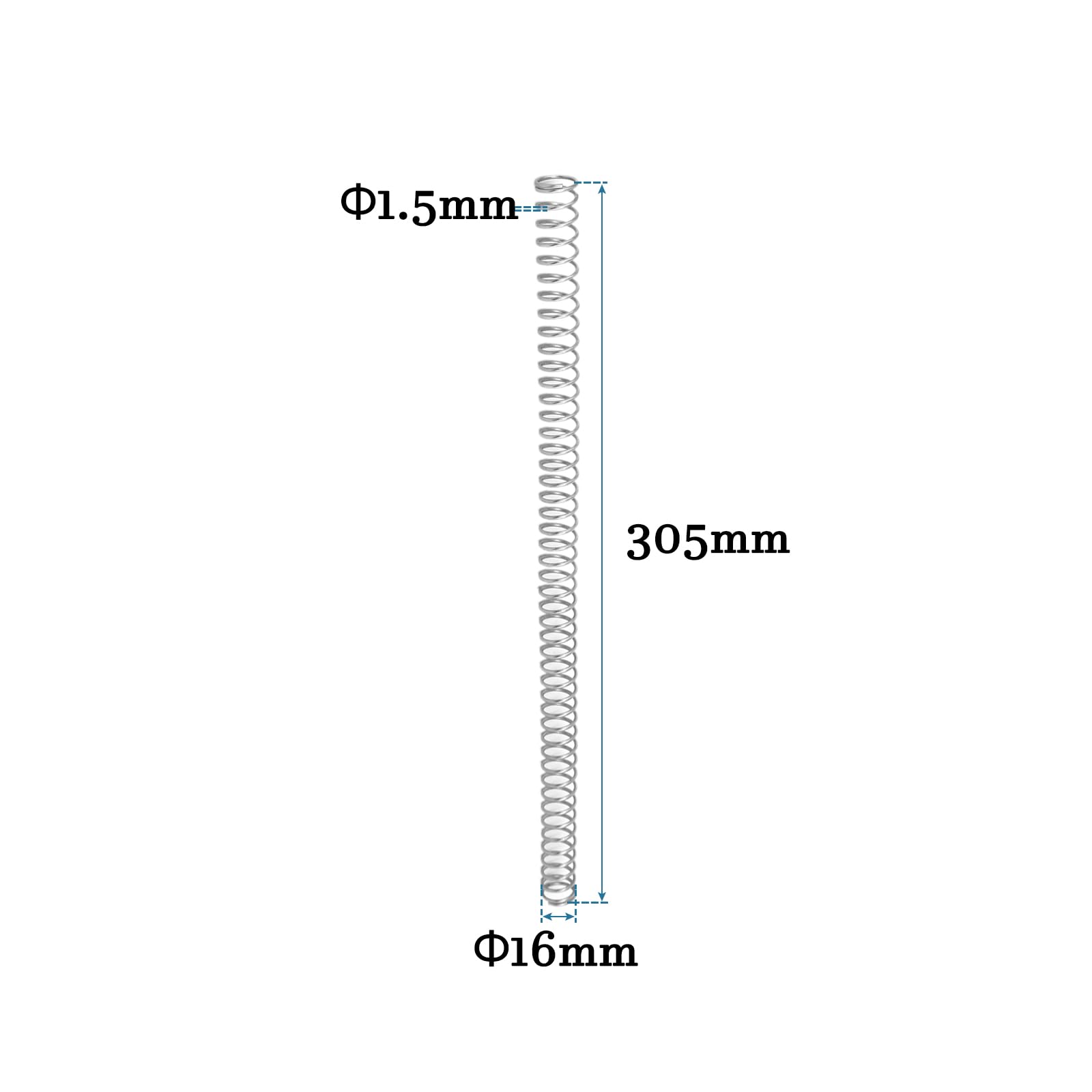 QUARKZMAN Lot 5 Ressorts Compression 1.2x16mm OD X 40mm Longueur - Acier Inox 304 Pour Bricolage Et Réparations