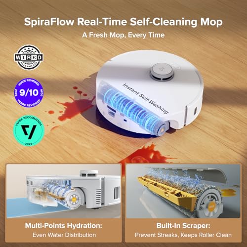 Image of roborock Qrevo Curv 2 Flow 2026 New Robot Vacuum and Mop, SpiraFlow Real-Time Self-Cleaning Roller Mop, 20,000 Pa, Dual Zero-Tangle, AI Obstacle Avoidance, Heat-Washes & Dries Mop, Carpet Protection