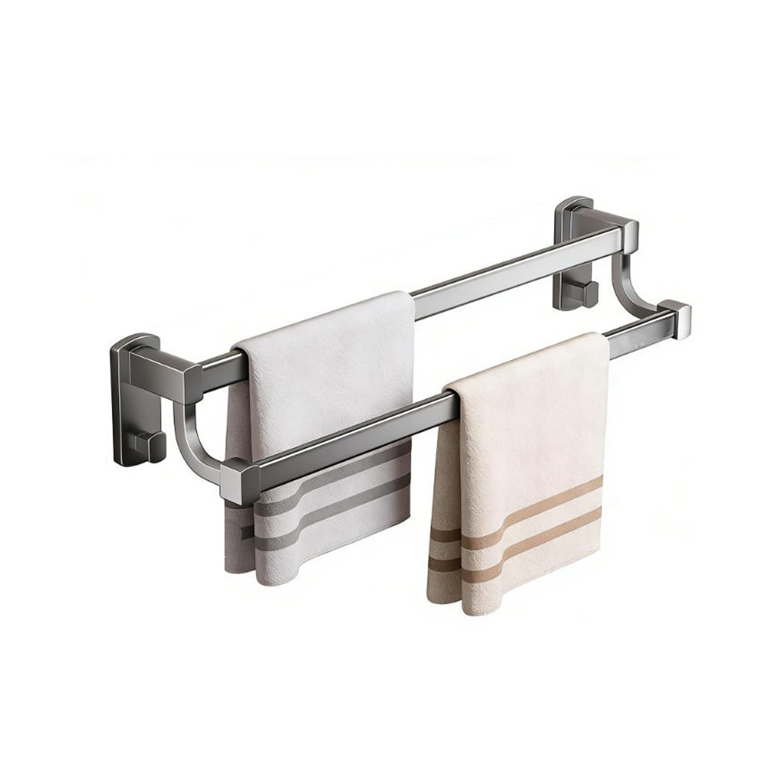 Porte-serviettes gris 70 cm en aluminium à plusieurs niveaux pour salle de bain