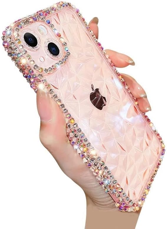 Casechics Funda compatible con iPhone, funda de lujo con purpurina y diamantes brillantes, protección para lente de cámara, transparente, suave, a