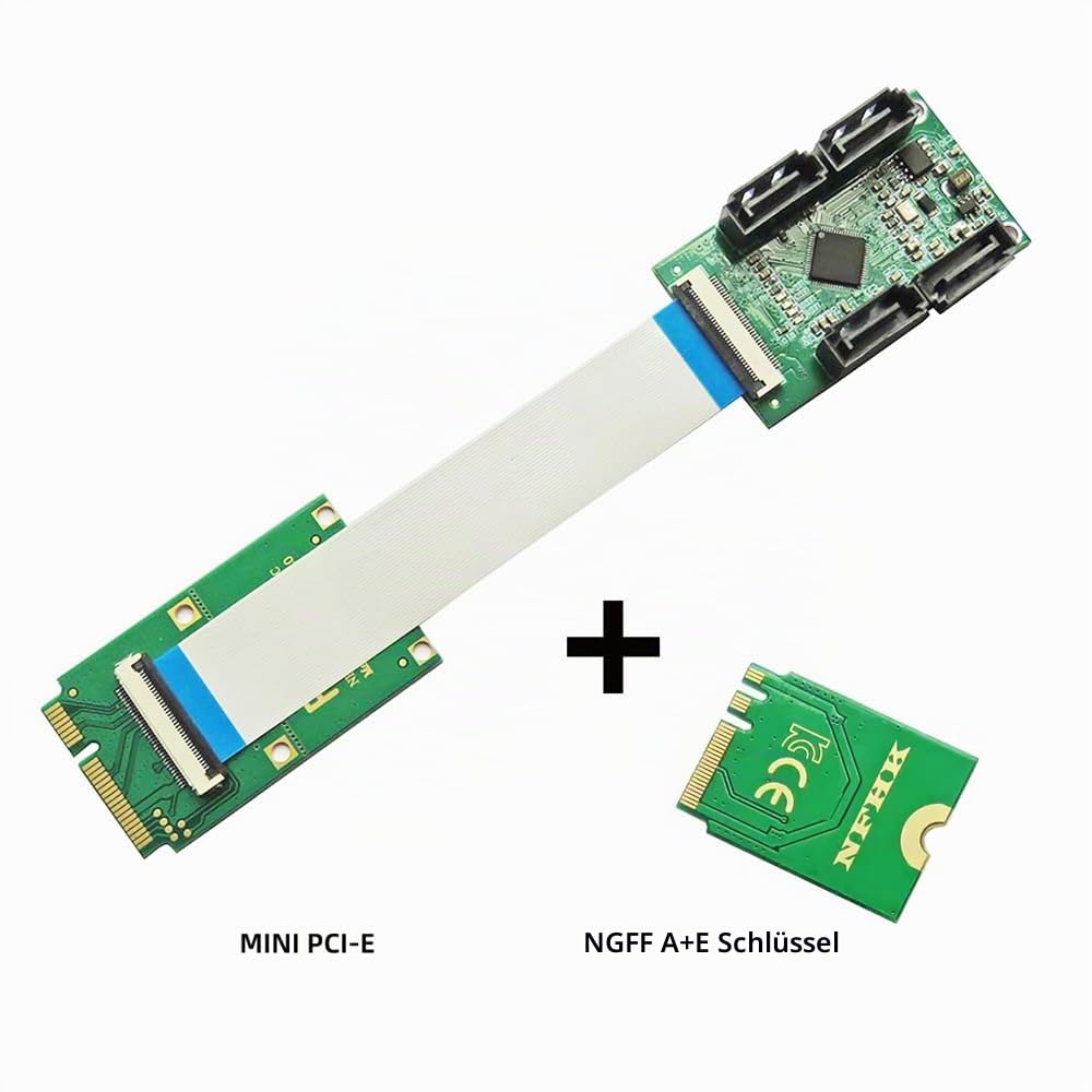 xiwai Mini PCI-E NGFF A+E auf SATA 3.0 4 Ports Adapterkabel 6 Gbit/s