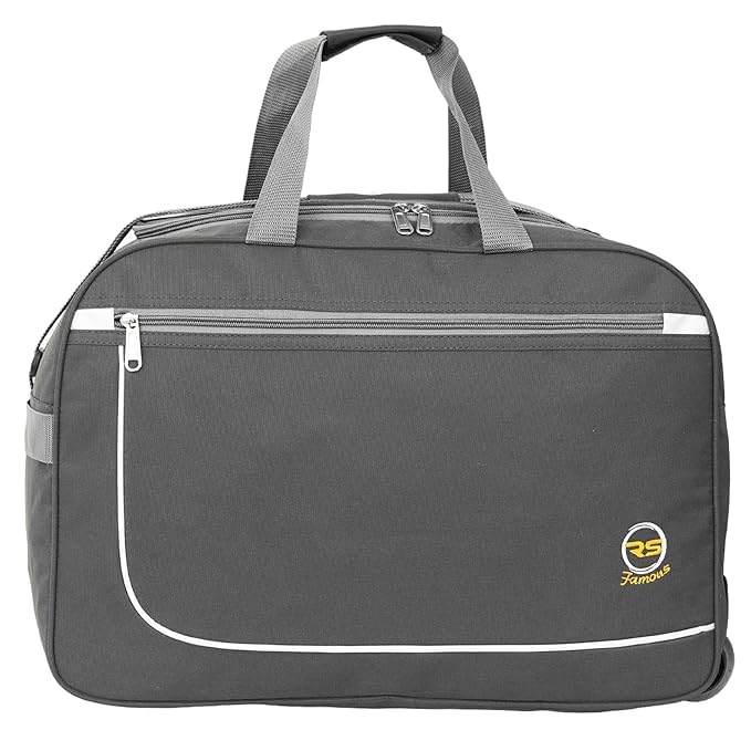 Image of 65L Strolley Duffel Bag - Travel Bag Waterproof Polyester Lightweight Luggage Bags with 2 Wheel (Grey)