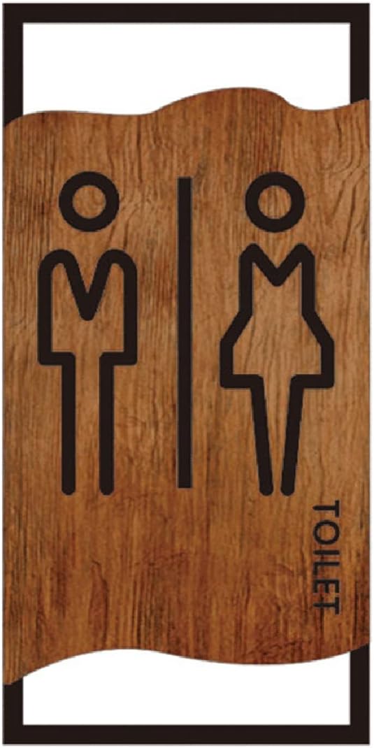 Acrylic Men's and Women's Bathroom Sign Decor Figure Set,Modern Restroom Toilet Sign,Bathroom Door Signs,Bathroom Signage-9.84 in (Brown Black Toilet)