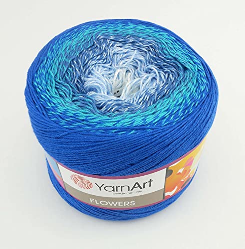 Image of Yarn Art YarnArt Flowers Yarn 55% Cotton 45% Acrylic 250gr 1094yds Multicolor Cotton Yarn Rainbow Crochet Yarn Spring Summer - 1 Fine Sport Skein (299)
