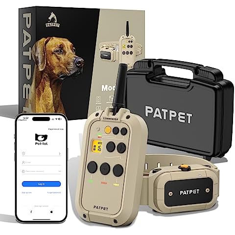 PATPET Dog Training Collar with APP Control - 2-in-1 Shock Collar for Dogs(15-140lbs) 1/2 Mile Range Bluetooth-Enabled Waterproof Dog Shock Collar with Remote Control Cover