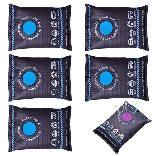BAIFULAI 100 g x 5 bolsas desecantes reutilizables de gel de sílice, gel de sílice absorbente de humedad, deshumidificador de coche, paquetes de desecante de colores para maleta, caja fuerte
