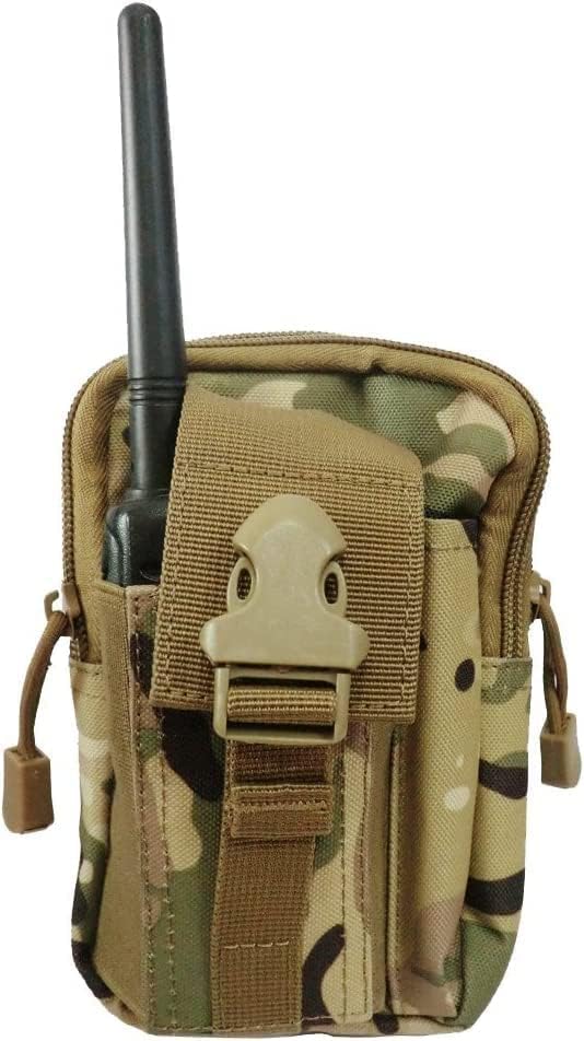 Meakwisht Military Camouflage Tactical Waist Pouch Mobile Phone Holder for Men with Dual Zipper Compartments and Belt Loop Holster for Outdoor Hiking (Pack of 1) 2