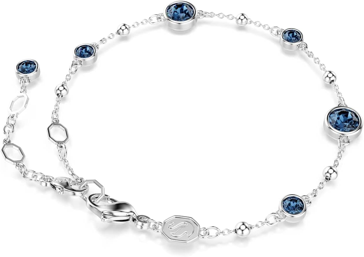 Swarovski Imber bracelet, Round cut, Blue, Rhodium plated