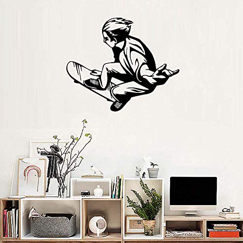 T-YIFUZX Nuevo monopatín Jinete Adolescente Etiqueta de la Pared Vinilo extraíble azulejo Impermeable Mural Autoadhesivo Etiqueta de la Pared habitación de los niños 68x56cm