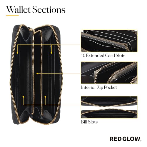 Red Glow RG-004 Men's Long Wallet, Made In Japan, Tochigi Leather, Genuine Leather, Round Zipper, Dragon Embossed, Japanese Pattern (Khaki)3