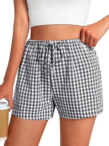 GKBK Women Boxer Shorts Gingham Pajama 2026 Casual Summer Lounge Sleep Plaid Pj Shorts Y2K Beach Bottoms - image 1