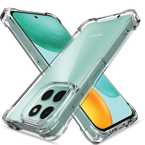 Image of Pikkme Back Cover for Honor X6c PC + TPU Clear Transparent Raised Edges Shockproof Protective Phone Bumper Case(Transparent)
