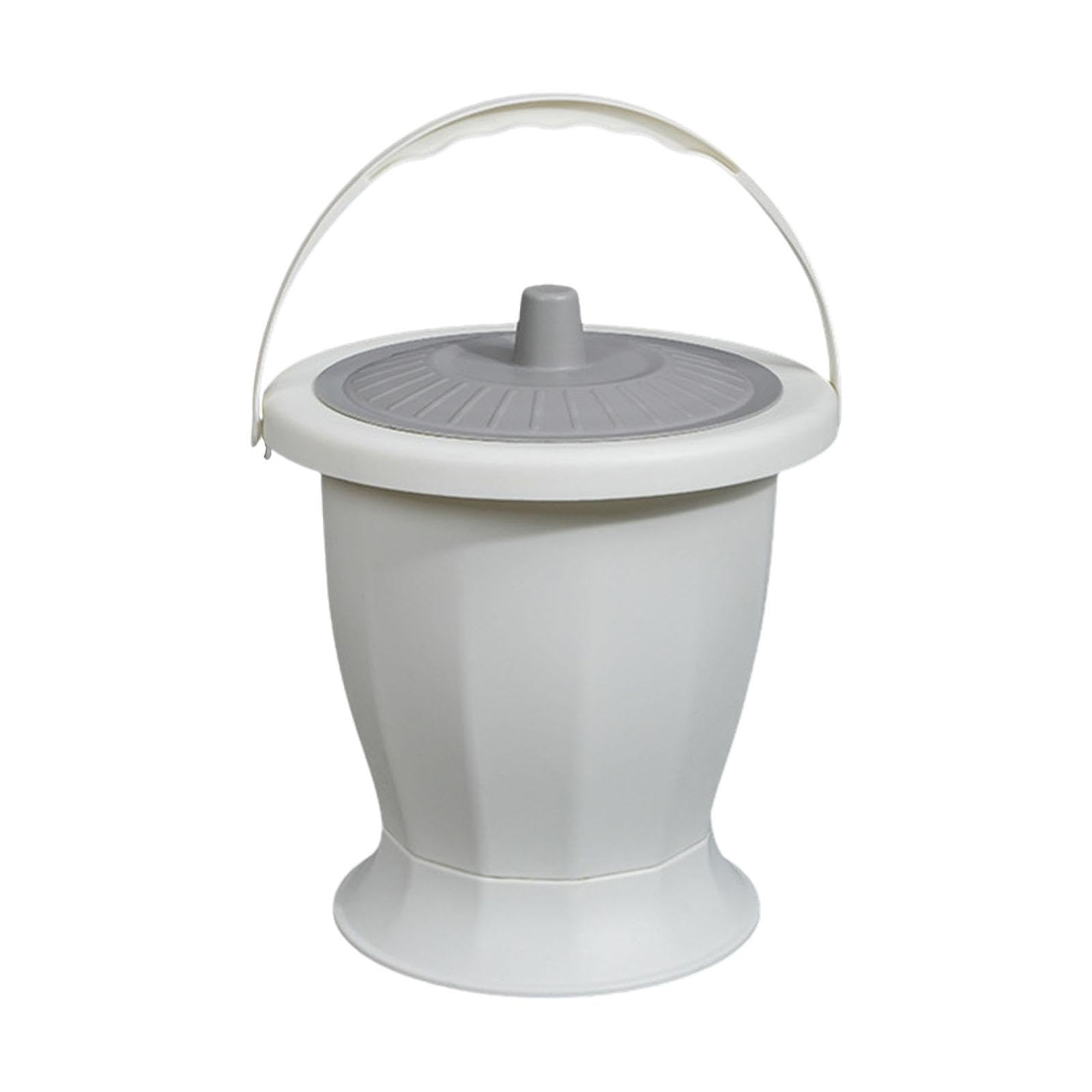 MagiDeal Seau de chambre de crachoir, pichet de nuit d'urinoir avec couvercle, pot de chambre de seau, bouteille d'urinoir de pot pour enfants adultes, Blanc avec anneau