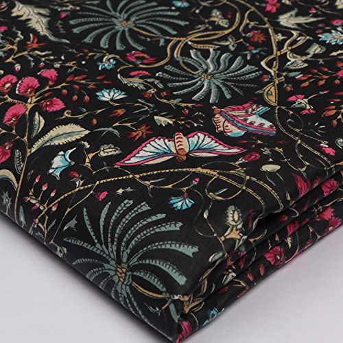 Tissu sérigraphié en coton floral INDACORIFY idéal pour décorer votre salon et coudre vos robes