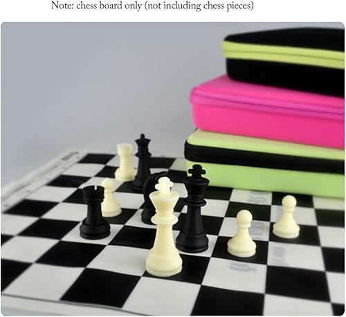 Miniatura 6 de Alfombrilla de ajedrez 100% silicona para torneos, tablero de ajedrez de 14.1 x 15.7 pulgadas, tablero de ajedrez blanco y negro, solo tablero de