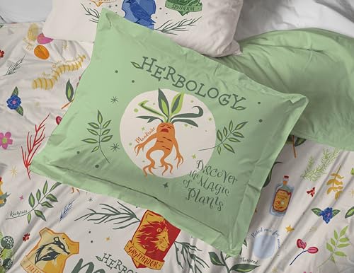 Image of Harry Potter Twin Comforter Set 5 Piece Soft Floral Bedding, Multi | Herbology, Bed in a Bag, Comforter Sheets Sham Pillowcase, Official Product, Soft Microfiber, Machine Washable, Easy Care