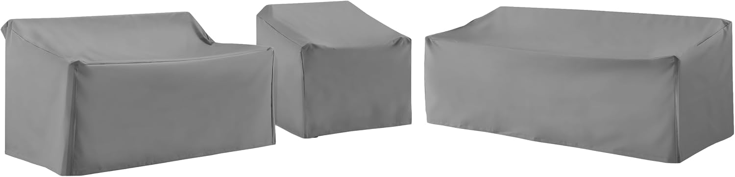 Crosley Furniture Patio Furniture Covers, Waterproof 3-Piece Cover Set for Outdoor Sectional Sofa Sets, Gray
