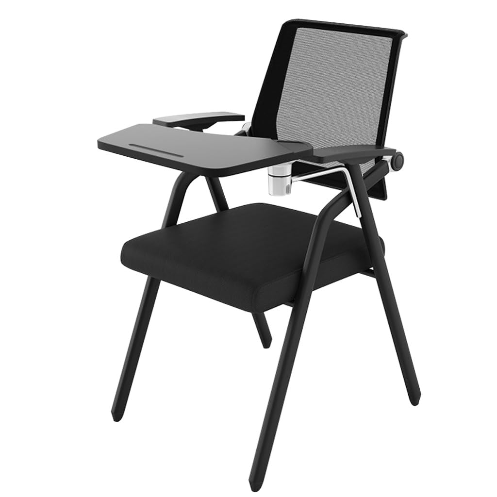Sedia da conferenza ergonomica pieghevole con tavoletta da scrittura, sedia da ufficio nera, sedia portatile per riunioni, ideale per ufficio e sala conferenze