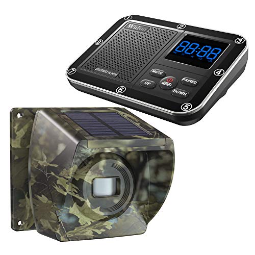 🔥 Cashback up to 70% Solar Driveway Alarm Wireless Outside 1800ft Range, Outdoor Motion Sensor & Detector Driveway Alert System with Rechargeable Battery/Weatherproof/Mute Mode (1&1-Camouflage)