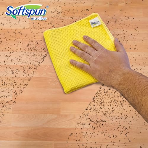 Image of SOFTSPUN Microfiber Waffle Weave Cloths, 40x40 Cms 2 Piece Towel Set 400 GSM Multicolor. Multipurpose Highly Absorbent LintStreak Free Wash Cloth for Home Kitchen Window Stainless Steel.