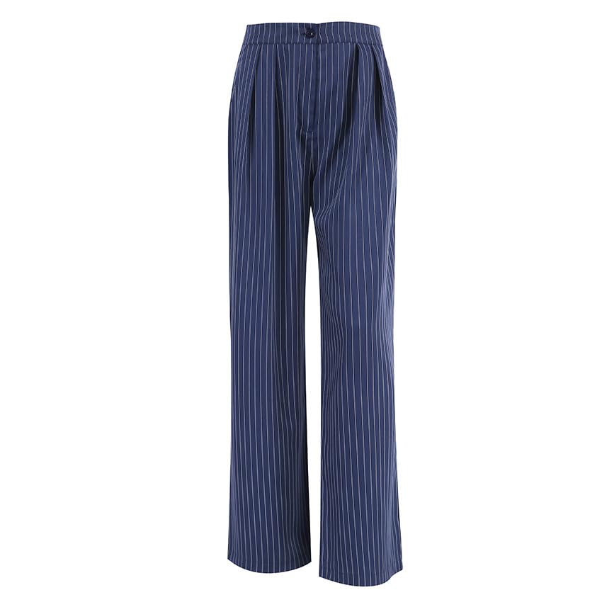 Women's Y2K Cottagecore Pants Vintage Striped Wide Leg Trousers Harajuku Aesthetics Buttoned Clothing with Pockets4