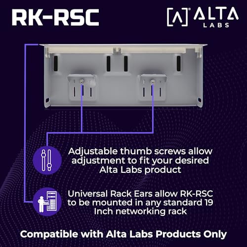 Image of Alta Labs RK-RSC 1U Rack Mount | Dual Side-by-Side Mounting Bracket for Route10, S8-POE & Alta Control | Fits Standard 19-Inch Networking Racks | Heavy Steel Construction for Enterprise Networking