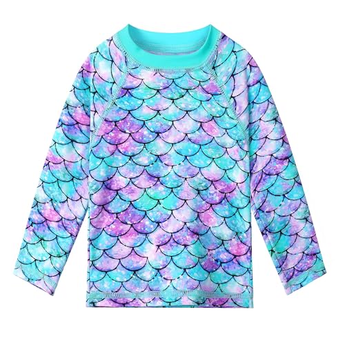 Image of XFGIRLS Girls 2-Piece Swimsuit Long Sleeve Rash Guard Set Toddler 6M-8Y | UPF 50+ blocks 98% UV, Quick-dry, Easy on /off, Bright colors stand out, Machine wash, Breathable, Beach, swim, water park