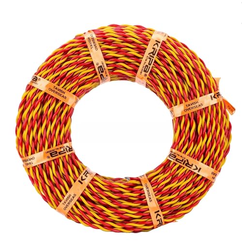 Image of CabONE 14 /76 Two Core Twisted Copper Flexible Wire, 45 Meter | FR PVC Insulated Electrical Cable for LED Lights, Fans & Speakers (Red /Yellow)