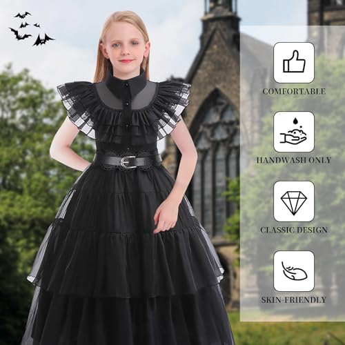 Vestido Negro para Niñas de 4-5 Años Addams Family miniatura 5