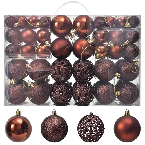 Phreewill 100Pack Christmas Balls Ornaments Set, Christmas Halloween Tree Ornament, Shatterproof Christmas Ball Decoration Hanging Tree Ornament Assortment Set Decor Holiday Wedding Partys (Brown)