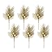 Valery Madelyn 6 Packs Gold Glitter Christmas Picks with Artificial Leave and Sprays for Christmas Decoration and Home Decor