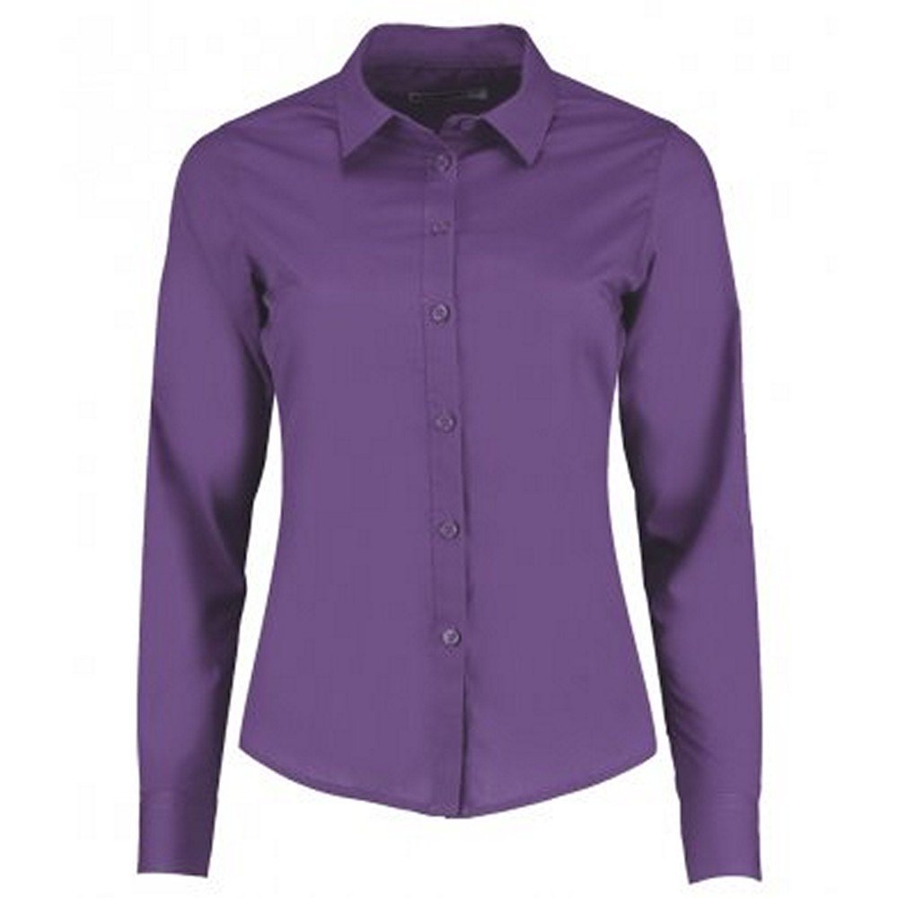 Kustom Kit Womens/Ladies Long Sleeve Tailored Poplin Shirt (22) (Purple)