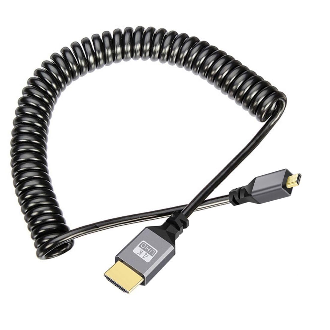 ETZIN Coiled Micro HDMI to HDMI Cable, 4K UHD, Flexible Elastic Stretch, 50cm to 2.4m, Gold-Plated Connectors EPL-1632CC-image-42