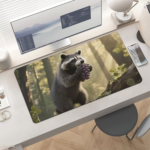 Desk Pad Protector 24x12 Inch Extended Raccoon Mouse Mat miniatura 6