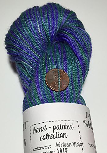 Artisan Yarns Hand Dyed Alpaca Silk Yarn, Hand Painted African Violet, Lace Weight, 100 Grams, 875 Yards, 70/30 Baby Alpaca/Mulberry Silk