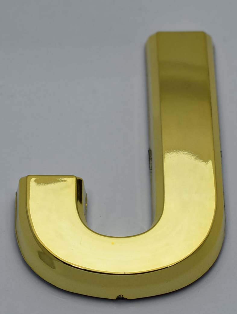 1 PCS - Apartment Number Sign/Mailbox Number Sign, Door Number Sign. Letter J Gold (Gold, 3D, Size 2.75 x 1.75, Comes with Double Sided Tape)- The Maple line