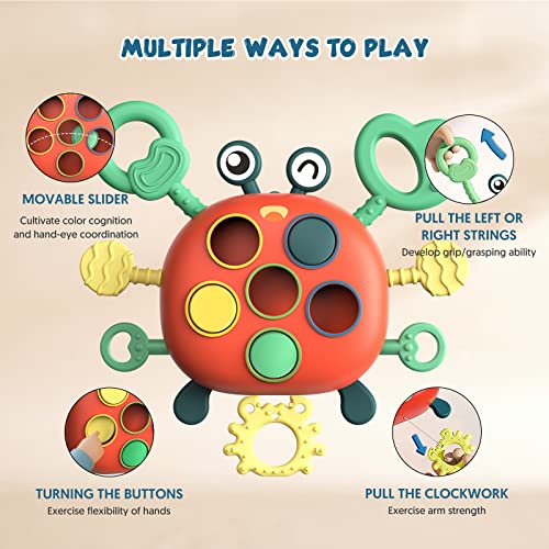 Baby Montessori Toys For 1 Year Old Boy, Toddler Travel Sensory Babies Education Silicone Pull String Activity Toys 6-12 Months, Fine Motor Skills Toys Birthday Gifts For 1 2 One Year Old Boy Girl #TOP2
