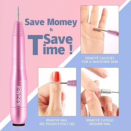 Portable Electric Nail Drill - Efile Nail Drill File Kit for Acrylic Gel Nails Manicure Pedicure Polishing Shape Tools with Nail Drill Bits and Sanding Bands - Thumbnail 2