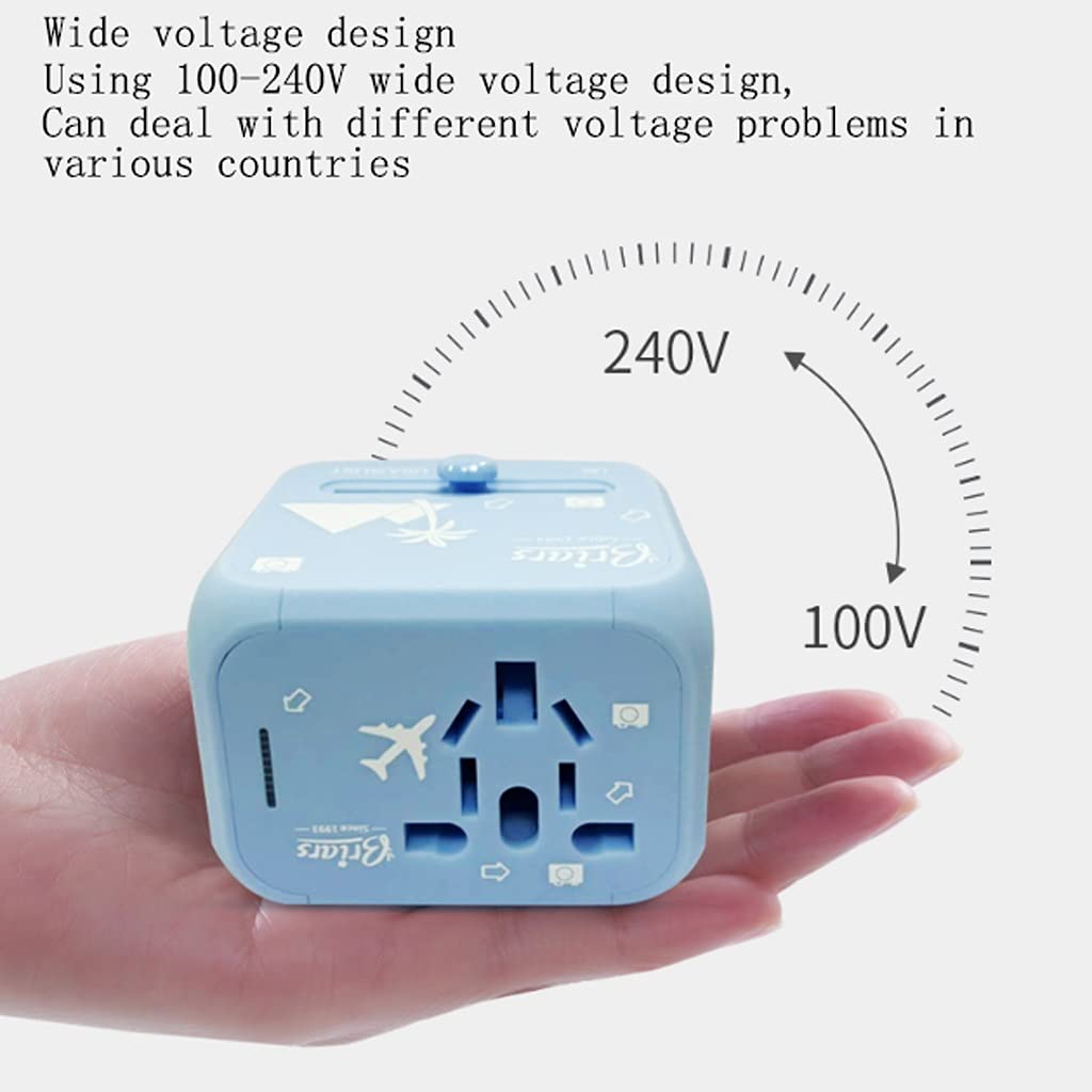 Gniazdo międzynarodowe przetwornice Uniwersalna adapter zasilacza doskonała ładowarka wtyczki na całym świecie z 2 Usb. Port, międzynarodowy adapter podróży, adapter wtyczki zasilania (Color : B)