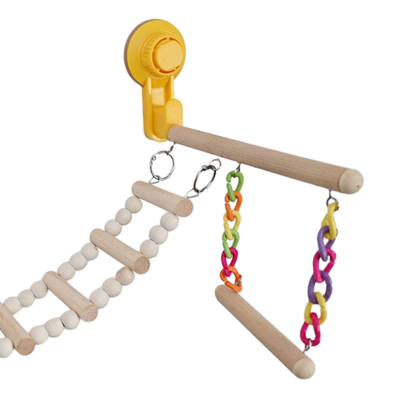 MagiDeal Ventosa, Percha de Madera, pájaro de Juguete, Ventana, baño, Coche, Perca de Viaje, Juguetes, Centro de Actividades, Puesto de Juegos para Loros,