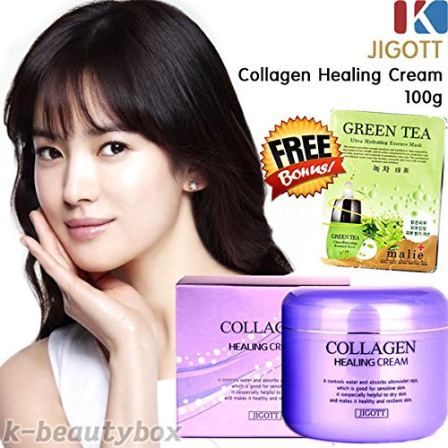 Buy JIGOTT COLLAGEN CREAM 100g + Green tea Facial Mask Sheet