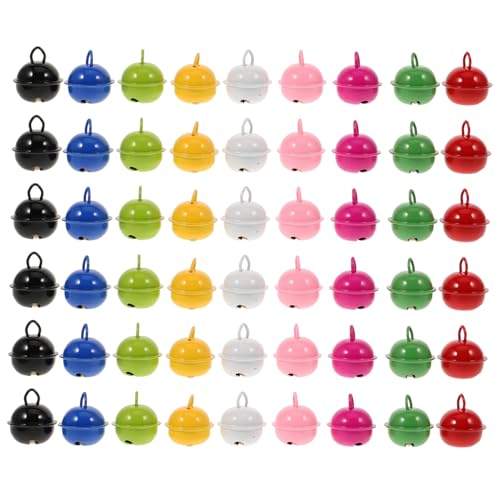 HOMSFOU 50Pcs Colorful Painted Mini Jingle Bells Round Metal Christmas Ornaments for DIY Crafts Party Decorations Jewelry Making and Holiday Decor