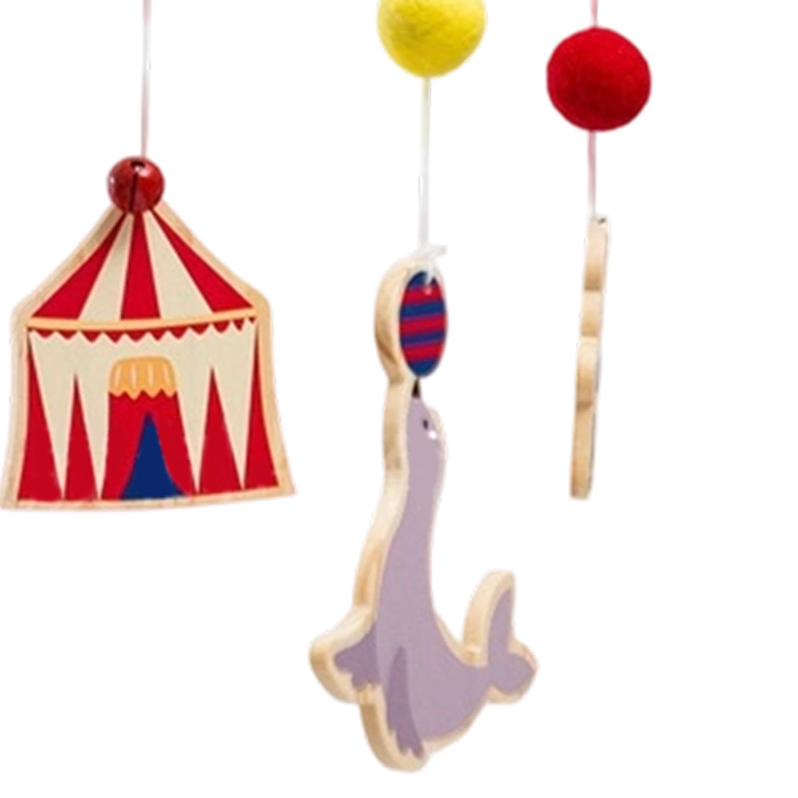Giostrina musicale per culla, motivo circo con animali, per la cameretta dei bambini, per la casa, per attività sensoriali per bambini, passeggino da viaggio e oggetti di scena per foto