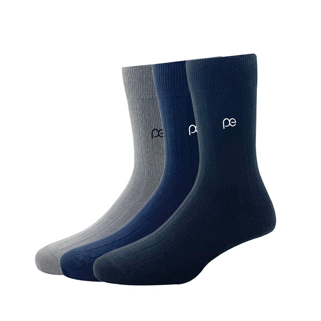peter england Mens Cotton Full Length Socks Pack of 3 Light Grey Navy Brown-picture-12