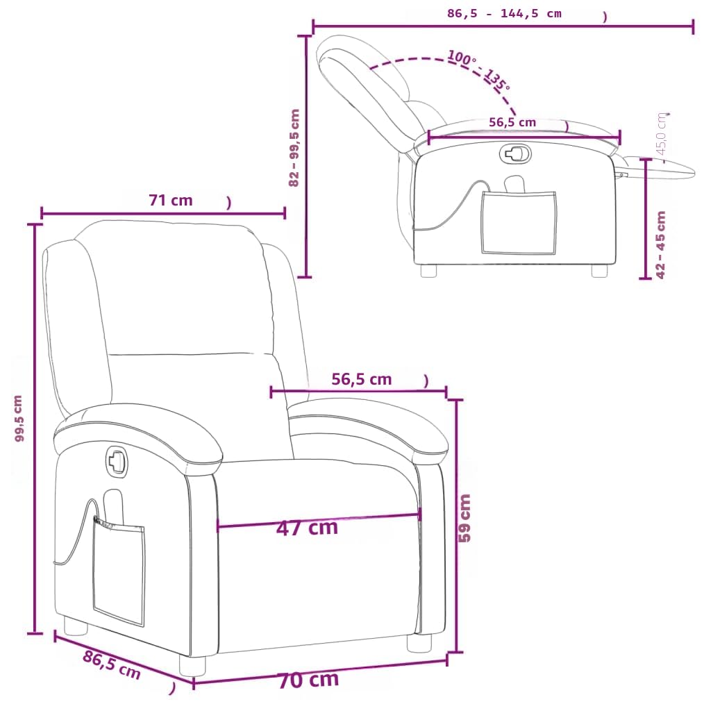 vidaXL Fauteuil de Massage inclinable Crème Tissu